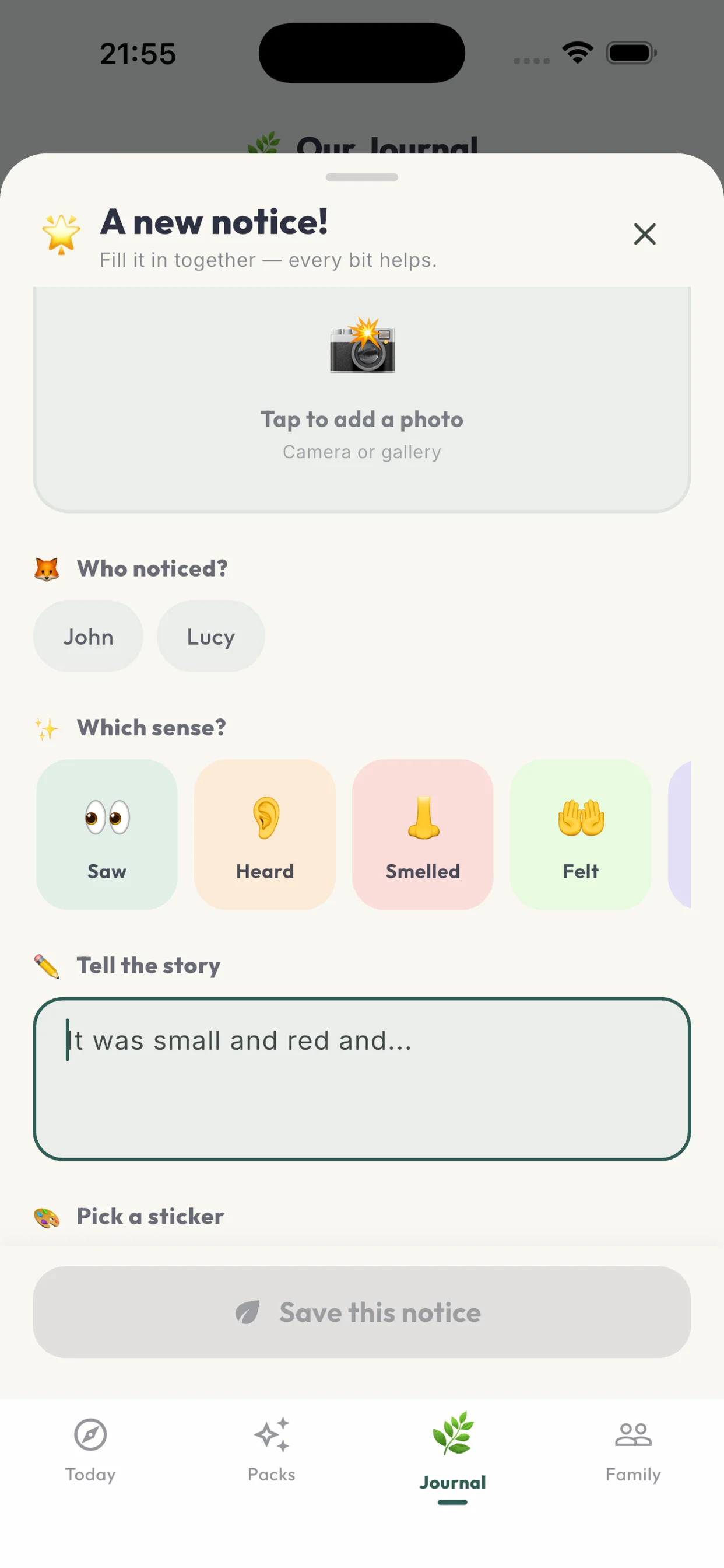 TrailFox - logging a new nature notice