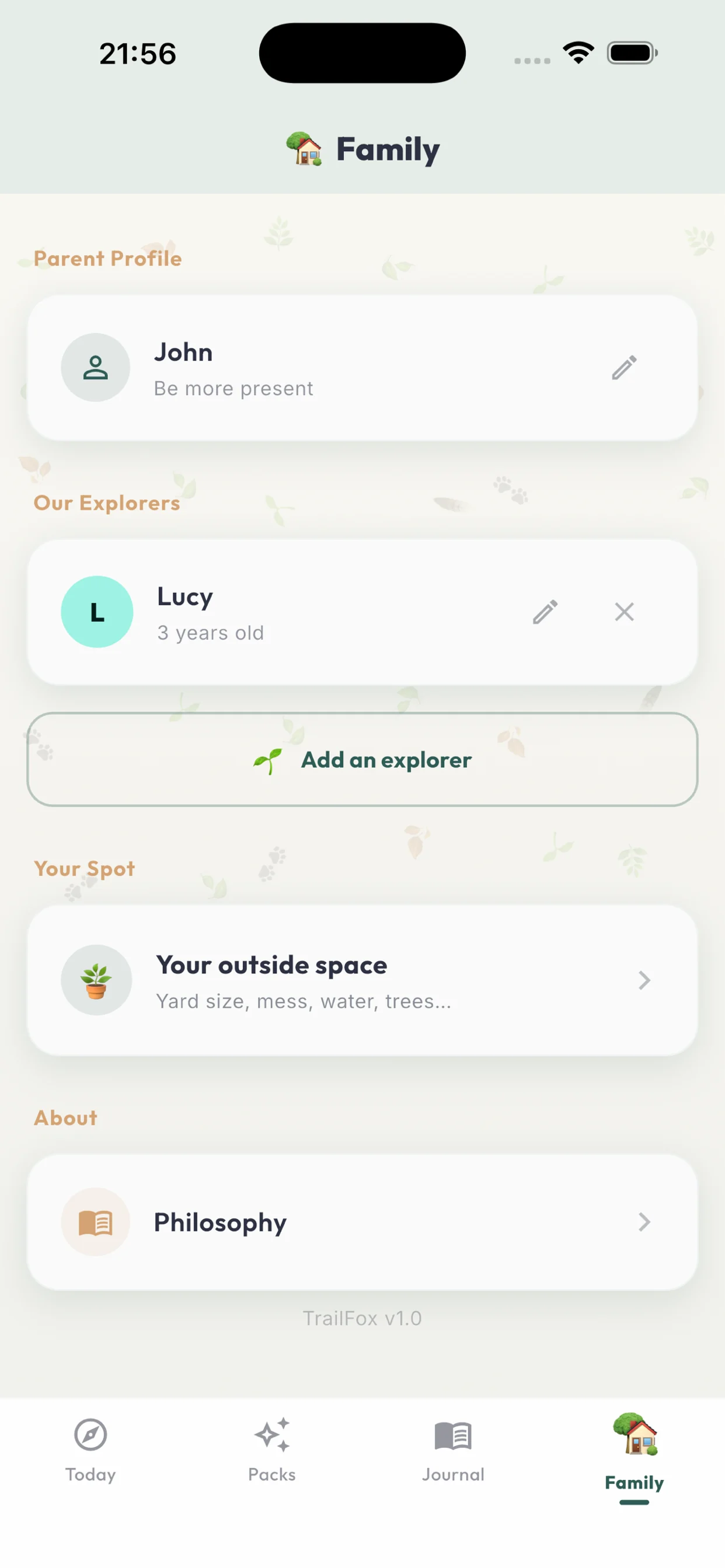 TrailFox - family and explorer profiles